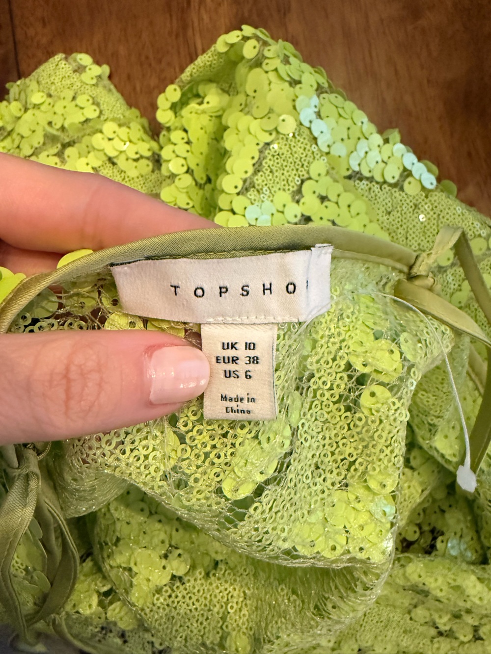 Topshop mixed sequin scoop cami mini dress in green - Picture 6 of 10